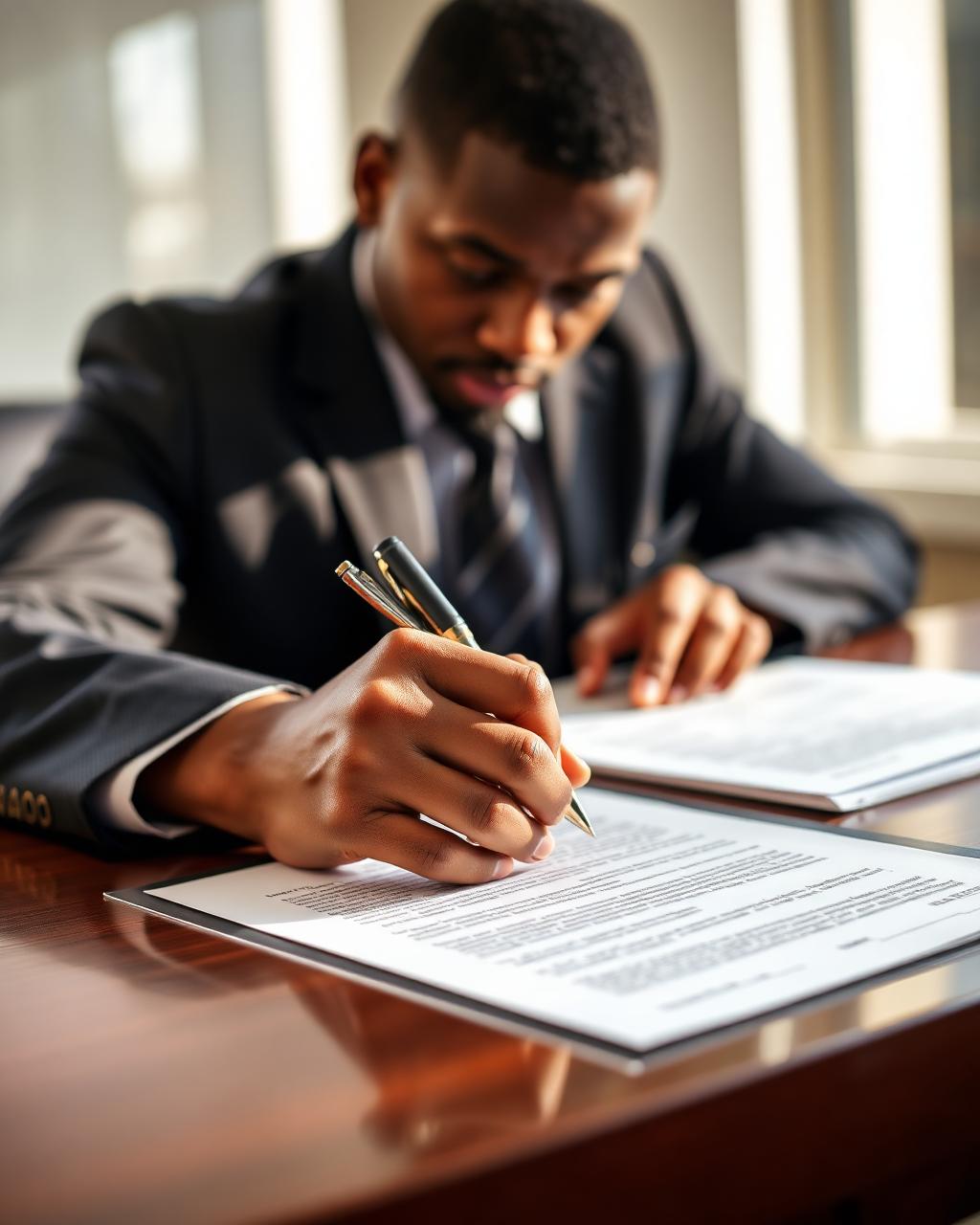 Healthcare practice owner signing a sales contract